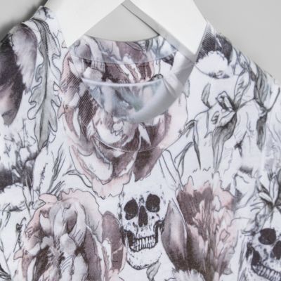 Mini boys skull print fade T-shirt